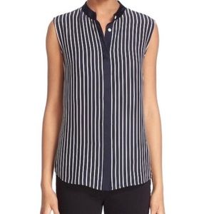 Silk frame striped sleeveless blouse